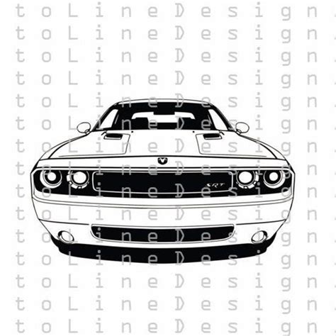 Dodge Challenger Srt Svg Pdf Dxf Eps Illustration Vector Etsy