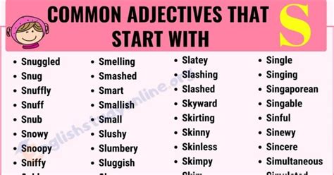 551 Adjectives That Start With S With Useful Examples English Study
