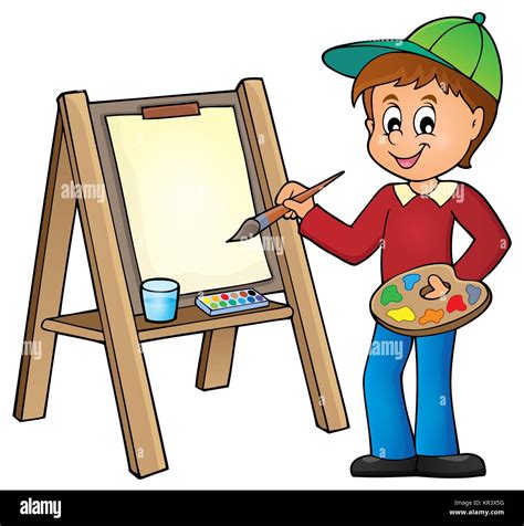 Boy Painting On Canvas 1 Stock Photo Alamy