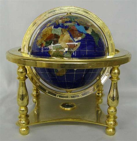 World Globe Inlaid With Semiprecious Stones