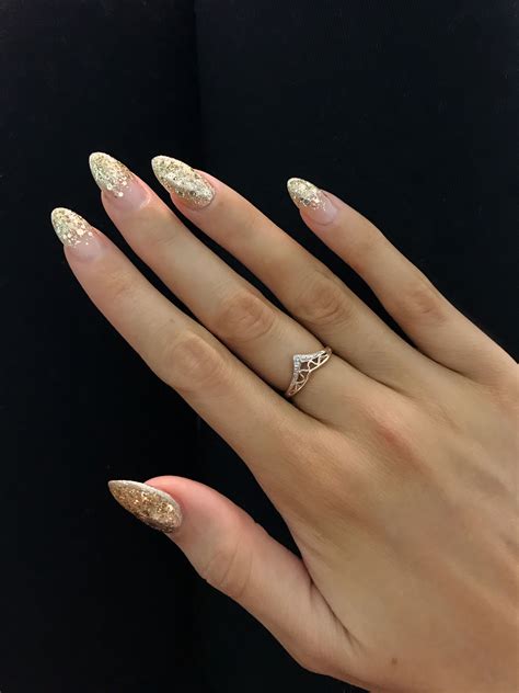 Gold Glitter Ombré Gelish Polygel Nails By Blyssbeauty Gold Nails