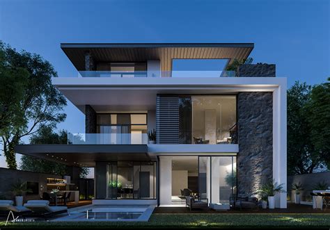 Modern Private Villa Exterior And Interior On Behance Modern