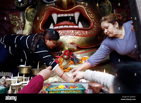 Nepali Devotees Perform Rituals At Kala Bhairava Temple Basantapur