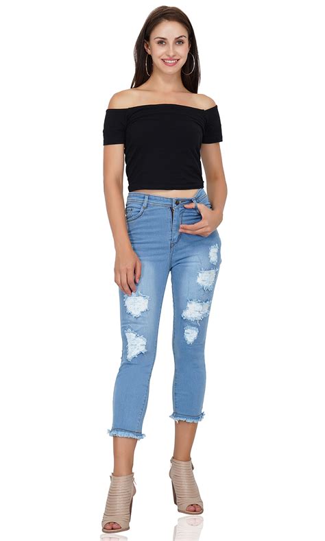 Buy Essence Women S Slim Fit Light Blue Jeans Online ₹1099 From Shopclues