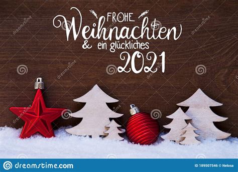Christmas Tree Snow Red Ball Glueckliches 2021 Means Happy 2021