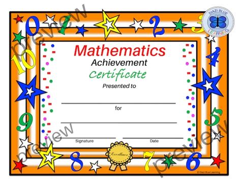 Math Certificate Pdf Math Certificate Pdf Math Award Etsy Australia
