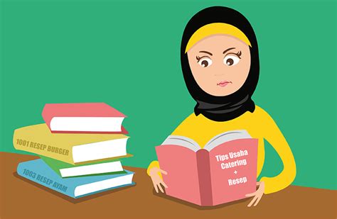Gambar Kartun Muslimah Membaca Buku Cartoon Muslim Girl Reading A