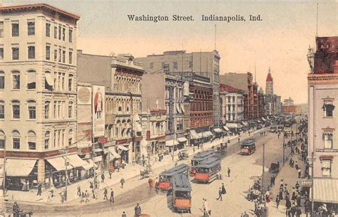 Washington Street Indianapolis Indiana Antique Postcard T1592