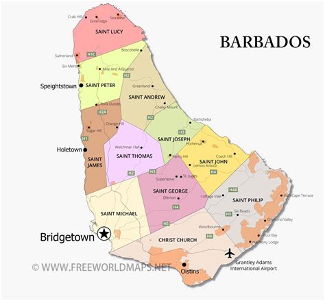 Barbados Map Geographical Features Of Barbados Of The Caribbean Freeworldmaps Net