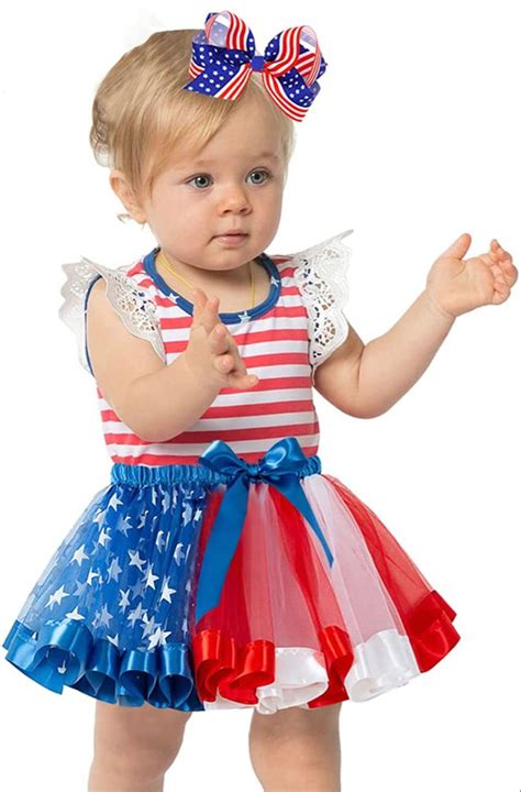 Freedom America Patriotic Adorable Tutus For Girls Girls 4 Bow Hair Clips Hair Bows Red