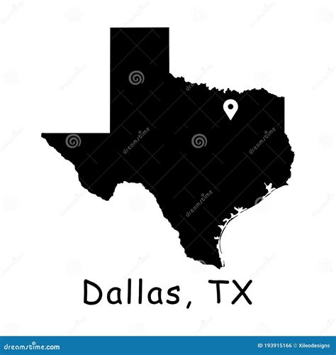 Dallas On Texas State Map Detailed Tx State Map With Location Pin On