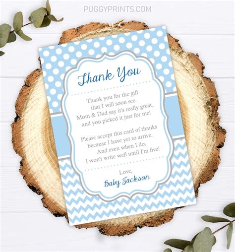 Baby Shower Thank You Card For Boys Editable Baby Shower Etsy