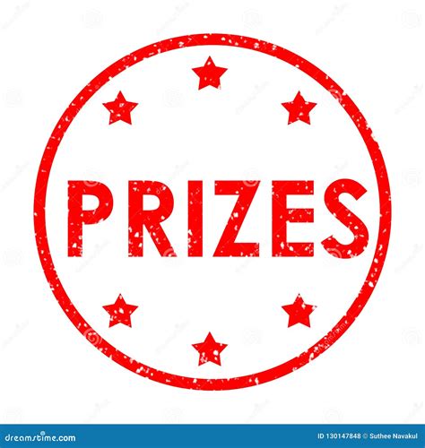 Prizes Red Rubber Stamp On White Background Prizes Stamp Sign Stock