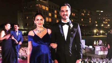 A Pregnant Esha Deol Glows In A Navy Blue Gown As She Attends Family Wedding With Bharat