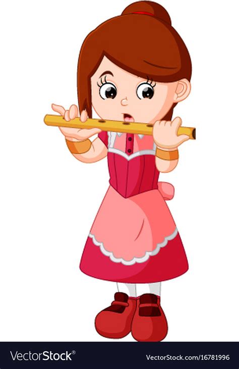 Girl Playing Flute Royalty Free Vector Image Vectorstock
