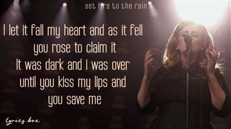 Adele Set Fire To The Rain Lyrics Youtube