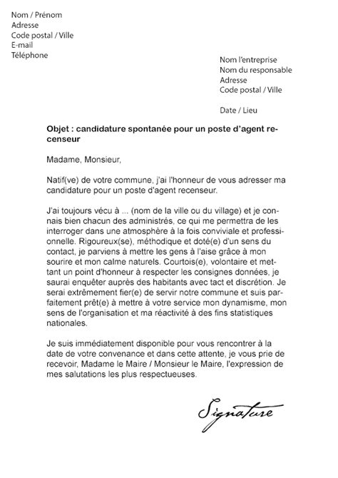 Lettre De Motivation Agent Recenseur Mairie Mod Le De Lettre