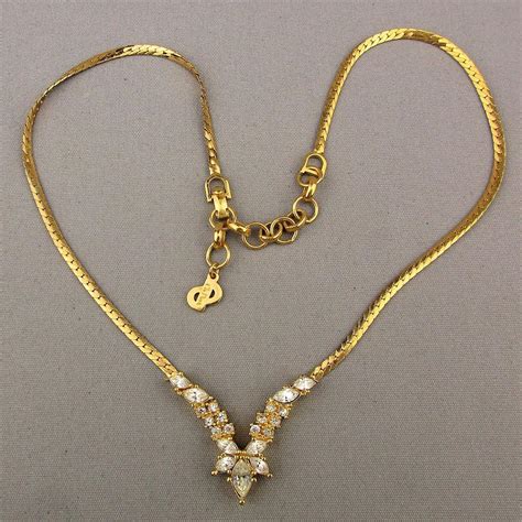 Christian Dior Faux Diamond Rhinestone Necklace From Greatvintagestuff