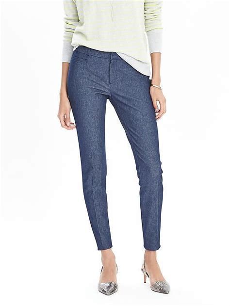 Banana Republic New Sloan Fit Chambray Slim Ankle Pant Skinny Cropped