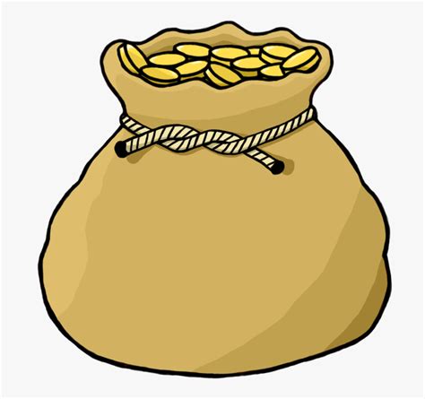 Gold Drawing Money Bag Bag Of Coins Clipart Hd Png Download Kindpng