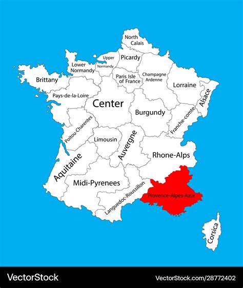 Map State Provence Alpes Cote Dazur France Vector Image