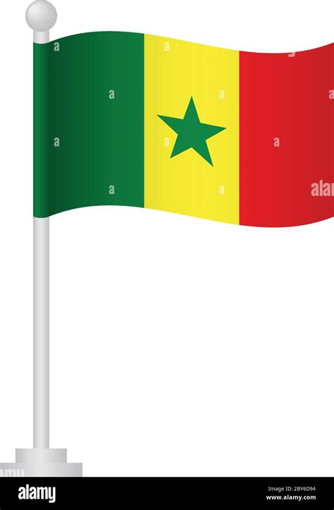 Senegal Flag National Flag Of Senegal On Pole Vector Stock Vector