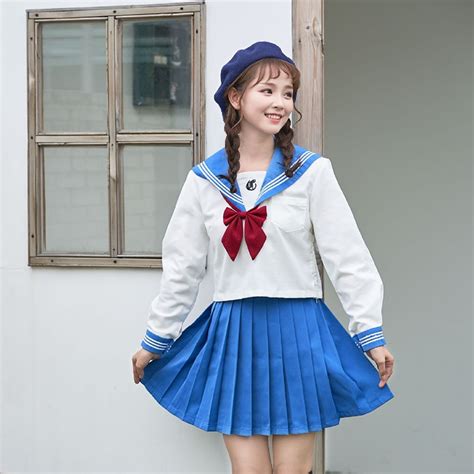 Uphyd Japanese Anime School Uniform Navy Blue Jk Sailor Uniforms Long