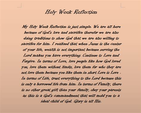 Holy Week Reflection Shaina Kyle
