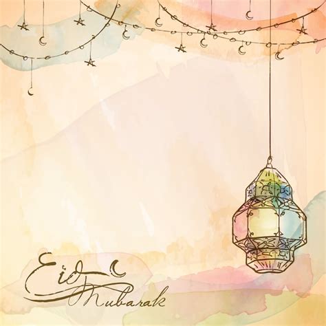 Premium Vector Eid Mubarak Background Arabic Lantern