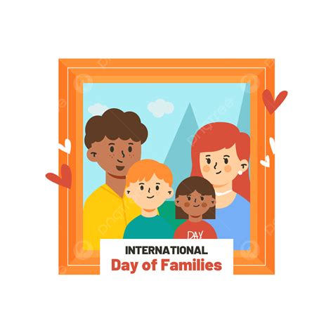 Gambar Oranye Bingkai Foto Lucu Kartun Hari Keluarga Internasional Internasional Kartun