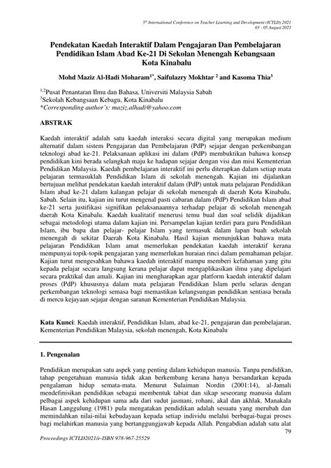 PDF Pendekatan Kaedah Interaktif Dalam Pengajaran Dan Pembelajaran Pendidikan Islam Abad Ke