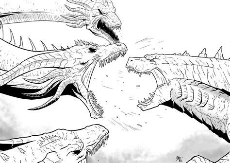 Godzilla Vs King Ghidorah Drawing Easy ~ Godzilla V Kong By Garayann On