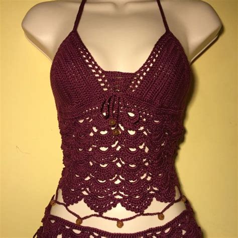 Beaded Lace Tankini Halter Top Crochet Swimsuit By Zayscrochet Crochet Swimsuits Pattern