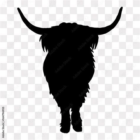 Highland Cow Silhouette Looking Forward On A Transparent Background