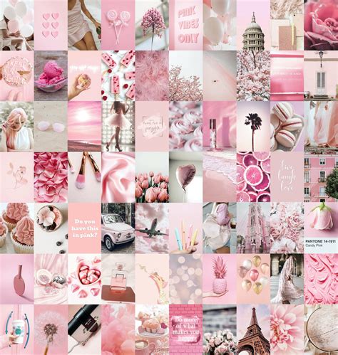 Kit De Collage De Pared Kit De Collage Rosa Estética Rosa Etsy España