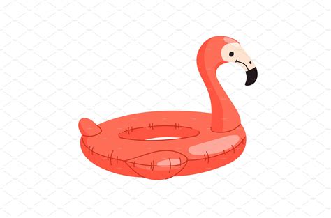 Inflatable Flamingo Swim Ring Animal Illustrations ~ Creative Market