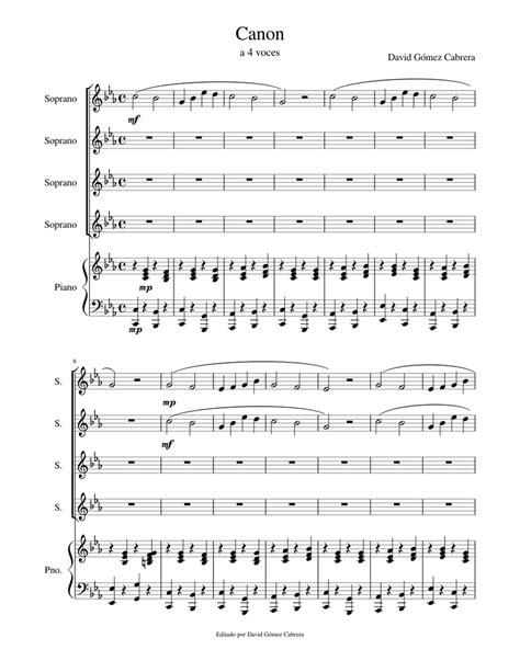 Canon Sheet Music For Piano Voice Download Free In Pdf Or Midi