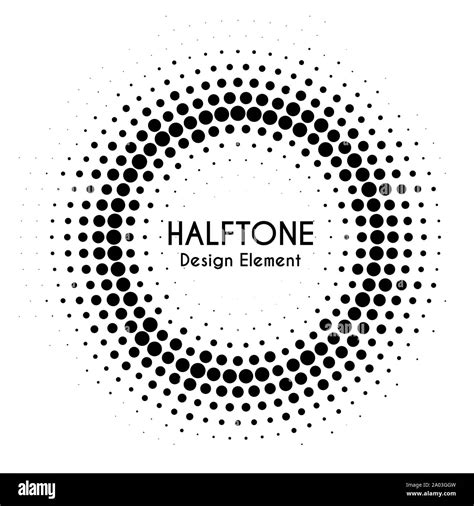 Vector Halftone Circle With Text Round Dotted Design Element For