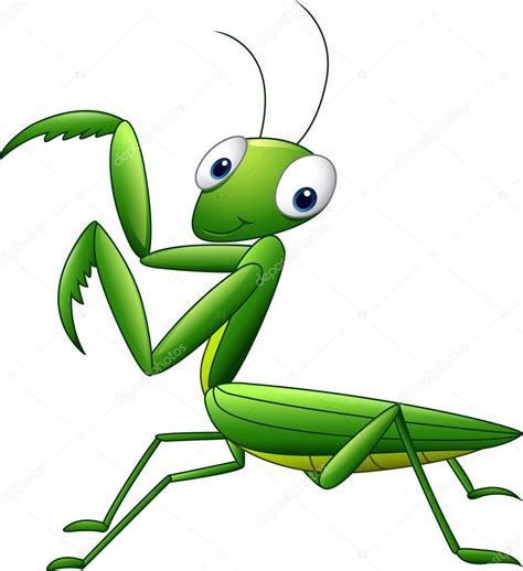Praying Mantis Grasshopper Cartoon — Stock Vector