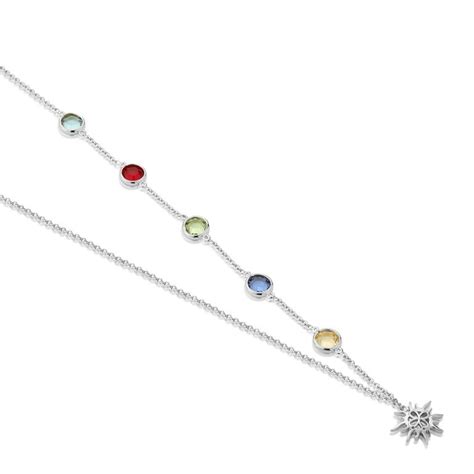 Newbridge Silverware Amy Silver Plated Necklace With Coloured Stones