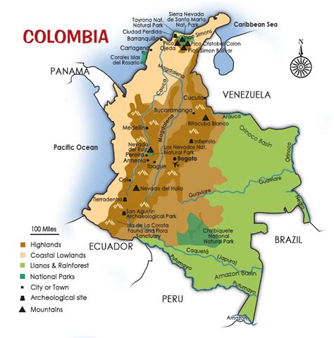 Colombia In The Map Colombia Map Travelsfinderscom Points Of