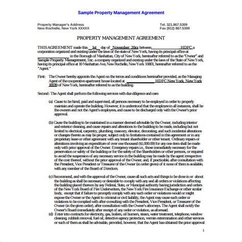 9 Property Management Agreement Templates Pdf Word