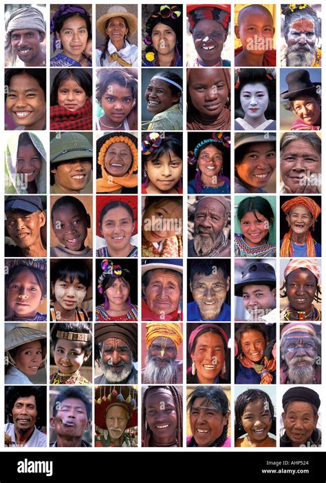 Collage Of Portraits Faces From Around The World Asia Latin America And