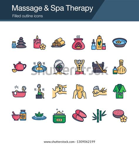 massage spa therapy icons filled outline stock vector royalty free 1309062199 shutterstock