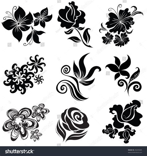 Set Black Flower Design Elements From Stock Vector ... A decorative border is a great way to enliven a page and add interest, even if it's a simple black and white design.