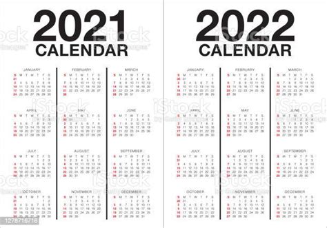 Yıl 2021 2022 Takvim Vektör Tasarım Şablonu Stok Vektör Sanatı And 2021