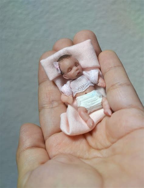 Ooak Miniature Baby Girl Polymer Clay Dollhouse Art Doll 2 Inch 112