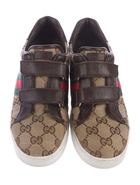 Gucci Boys Gg Canvas Web Accented Sneakers Brown Sizes 7 16 Boys