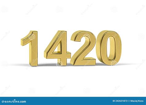 Golden 3d Number 1420 Year 1420 Isolated On White Background Stock