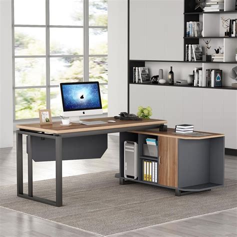 Tribesigns L Shaped Desk With File Cabinet Inch Executive Office